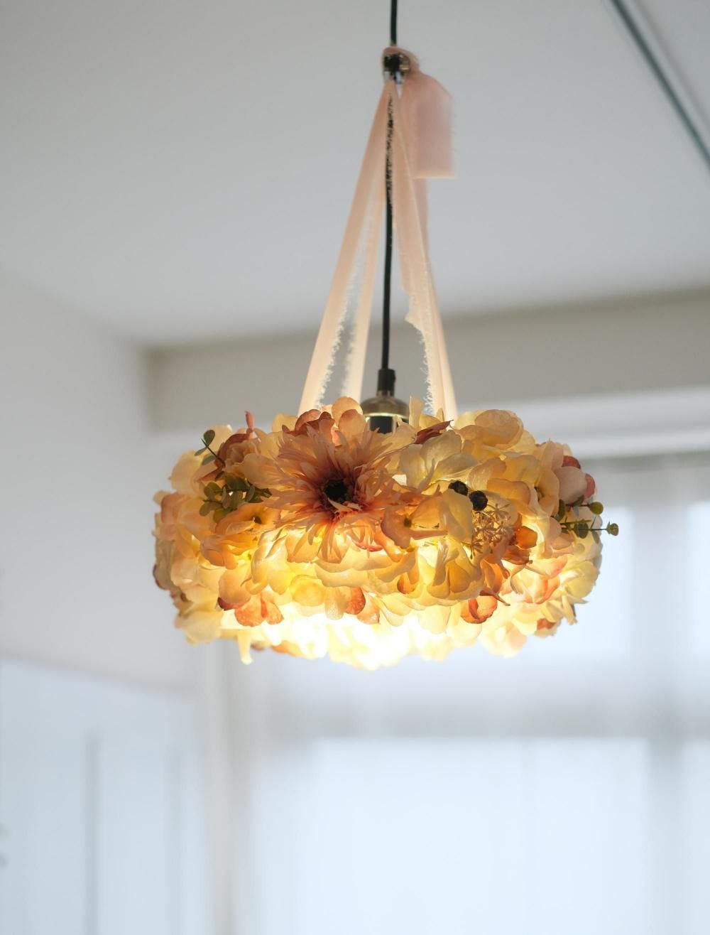 ピンク紫陽花のペンダントライト