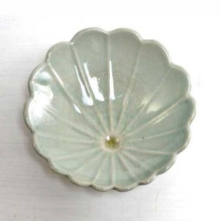 彩釉菊皿