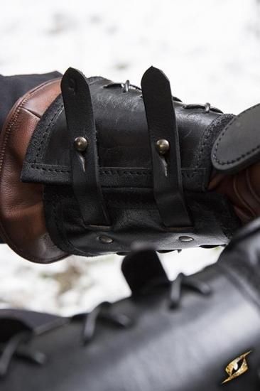 ワンドロップ　ガントレット Leather gauntlet Left hand - Black - Larp Shop Japan