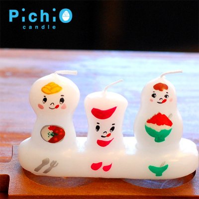 pichio candle(ピチオキャンドル) 3人組 カレー 夏 絵付けキャンドル  
