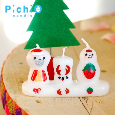 pichio candle(ピチオキャンドル) クリスマス3人組 北欧おしゃれ＆かわいいキャンドル