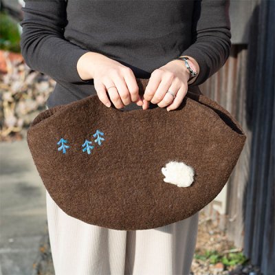 Rocca ハリネズミの羊毛フェルトバッグ 羊毛メリノウールの高品質手持ちバッグ