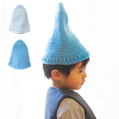 ぴぺたぺぴた キッズ三角手編み帽子 とんがり帽子が可愛い子供用ニット帽
