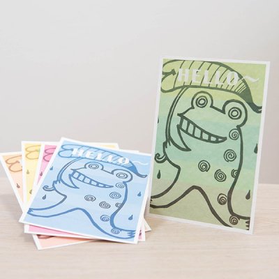 NeKO うっしっしカエル5枚セットポストカード 笑ったカエルが可愛い絵葉書セット