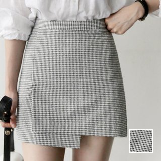 韓国 ファッション スカート ミニ ボトムス 春 夏 カジュアル PTX9472  チェック イレギュラーヘム ガーリー フェミニン オルチャン シンプル 定番 セレカジ