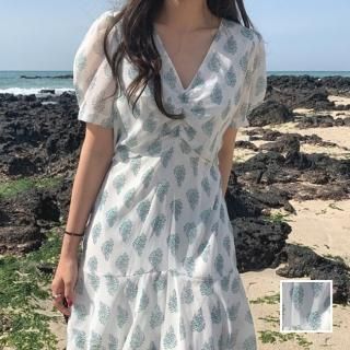 韓国 ファッション ワンピース 春 夏 カジュアル PTXI476  シアー シフォン 胸元ギャザー ミニ Aライン オルチャン シンプル 定番 セレカジ