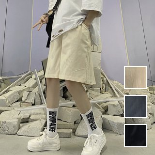 韓国 ファッション パンツ ショート ボトムス 春 夏 カジュアル PTXK407  サイドタック ワイド ハーフパンツ シンプル オルチャン シンプル 定番 セレカジ