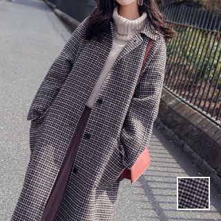 韓国 ファッション アウター コート 秋 冬 カジュアル PTXL812  チェック ステンカラー オーバーサイズ 着回し オルチャン シンプル 定番 セレカジ