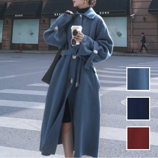 韓国 ファッション アウター コート 秋 冬 カジュアル PTXL816  オーバーサイズ 大き目ボタン ステンカラー オルチャン シンプル 定番 セレカジ
