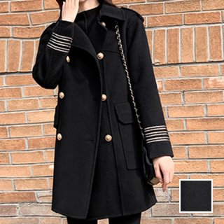 韓国 ファッション アウター コート 秋 冬 カジュアル PTXL884  ライン 金ボタン マリンテイスト トラッド オルチャン シンプル 定番 セレカジ