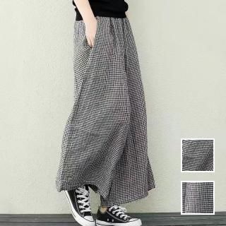 韓国 ファッション パンツ ボトムス 春 夏 カジュアル PTXN023  チェック モノトーン ワイド ガウチョ ラフ オルチャン シンプル 定番 セレカジ