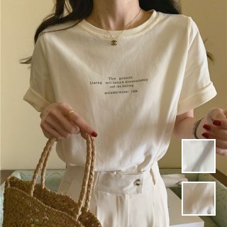 韓国 ファッション トップス Tシャツ カットソー 春 夏 カジュアル PTXN309  ロゴ シンプル 着回し Tシャツ プルオーバー オルチャン シンプル 定番 セレカジ