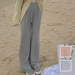 韓国 ファッション パンツ ボトムス 春 夏 カジュアル PTXN347  ドレープ ワイド ハイライズ スポーティ ラフ オルチャン シンプル 定番 セレカジ