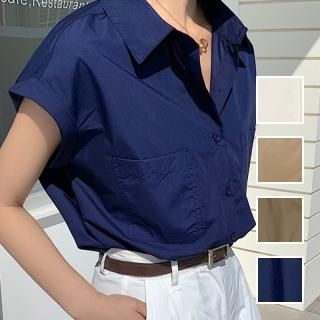 韓国 ファッション トップス ブラウス シャツ 春 夏 カジュアル PTXN516  フレンチスリーブ風 シアー オーバーサイズ オルチャン シンプル 定番 セレカジ