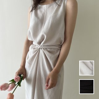 韓国 ファッション ワンピース 春 夏 カジュアル PTXN819  ナチュラルテイスト マキシ ゆったり ツイスト オルチャン シンプル 定番 セレカジ