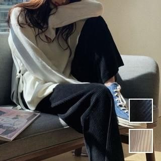 韓国 ファッション パンツ ボトムス 春 秋 冬 カジュアル PTXP061  コーデュロイ 起毛 ワイド ストレート 着回し オルチャン シンプル 定番 セレカジ