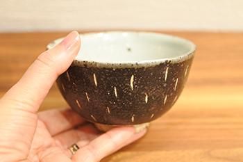 薮本寛之｜めし椀｜ご飯｜茶碗｜刷毛目｜雨｜白｜黒