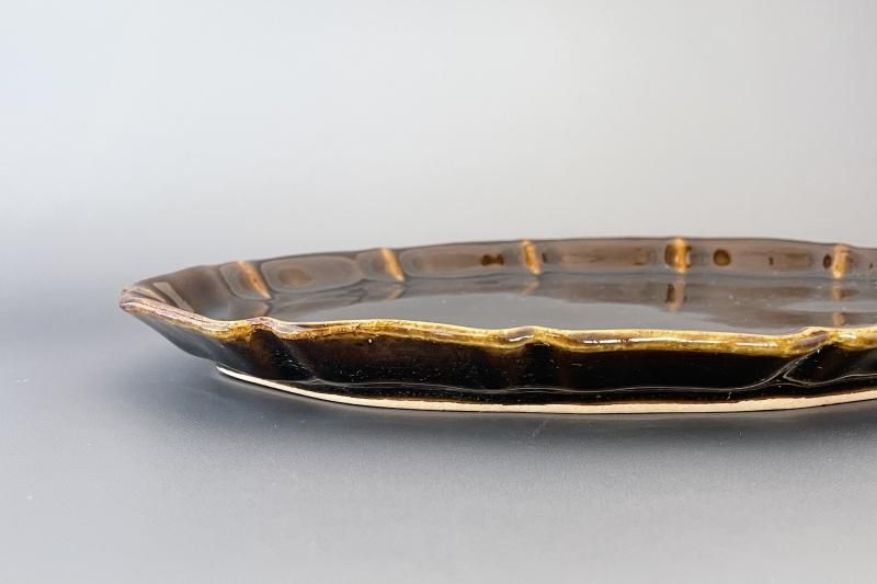 石木文　オーバル め*ち様 石木文 いしきふみ てふてふ オーバル皿 未使用