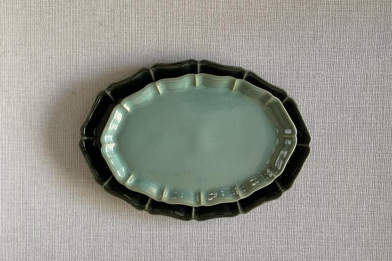 オーバル皿（大）/花リムオーバル皿｜益子焼｜矢口桂司