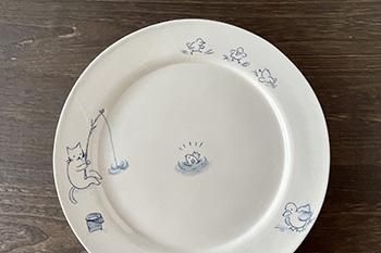 日野沙織｜リム皿｜大｜絵付け｜動物｜作家のうつわ通販｜うつわ