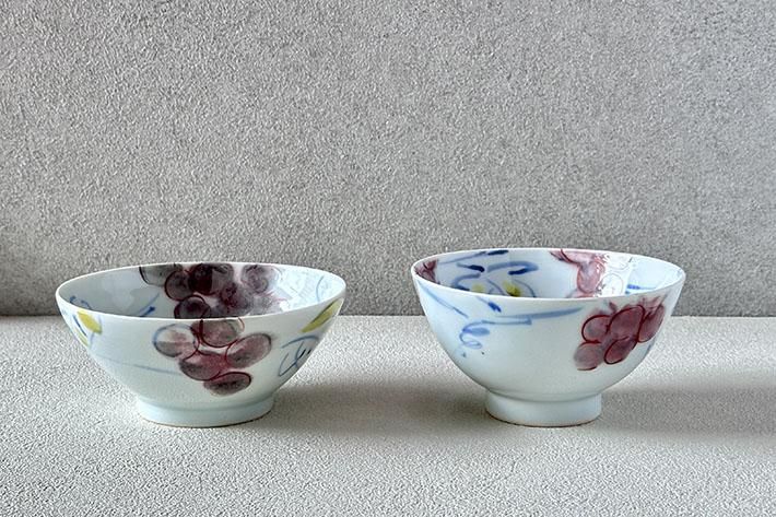 古川桜｜めし碗｜夫婦｜ぶどう紋｜作家のうつわ通販｜うつわ