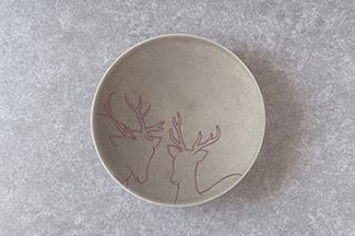 絵皿 / うるしの トナカイ & 鹿 - 根石和美 - 