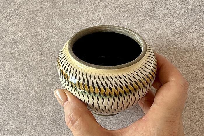 小鹿田焼｜蓋物｜飛びカンナ｜緑茶｜作家のうつわ通販｜うつわ