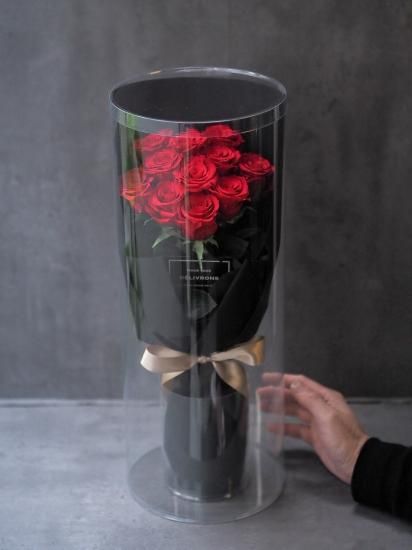 30本赤バラブーケ 60＊50cm 二重ラッピングリボン 枯れない花 永生花 Amazon｜プロポーズ愛を贈る。【12本赤いばらレッド置ける花束