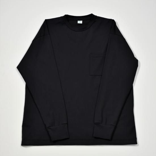 GICIPI Crew Neck 2Ply Jersey L/S Pocket TEE / Black