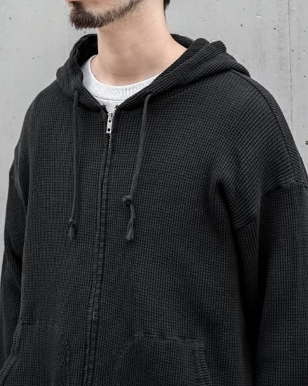 ANDER WAFFLE ZIP HOODIE / BLACK - TEENAGER Online Store
