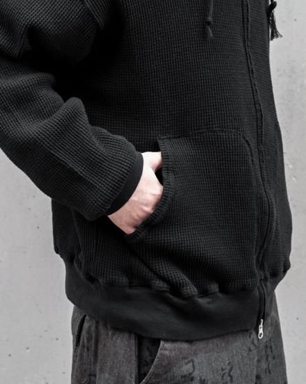 ANDER WAFFLE ZIP HOODIE / BLACK - TEENAGER Online Store