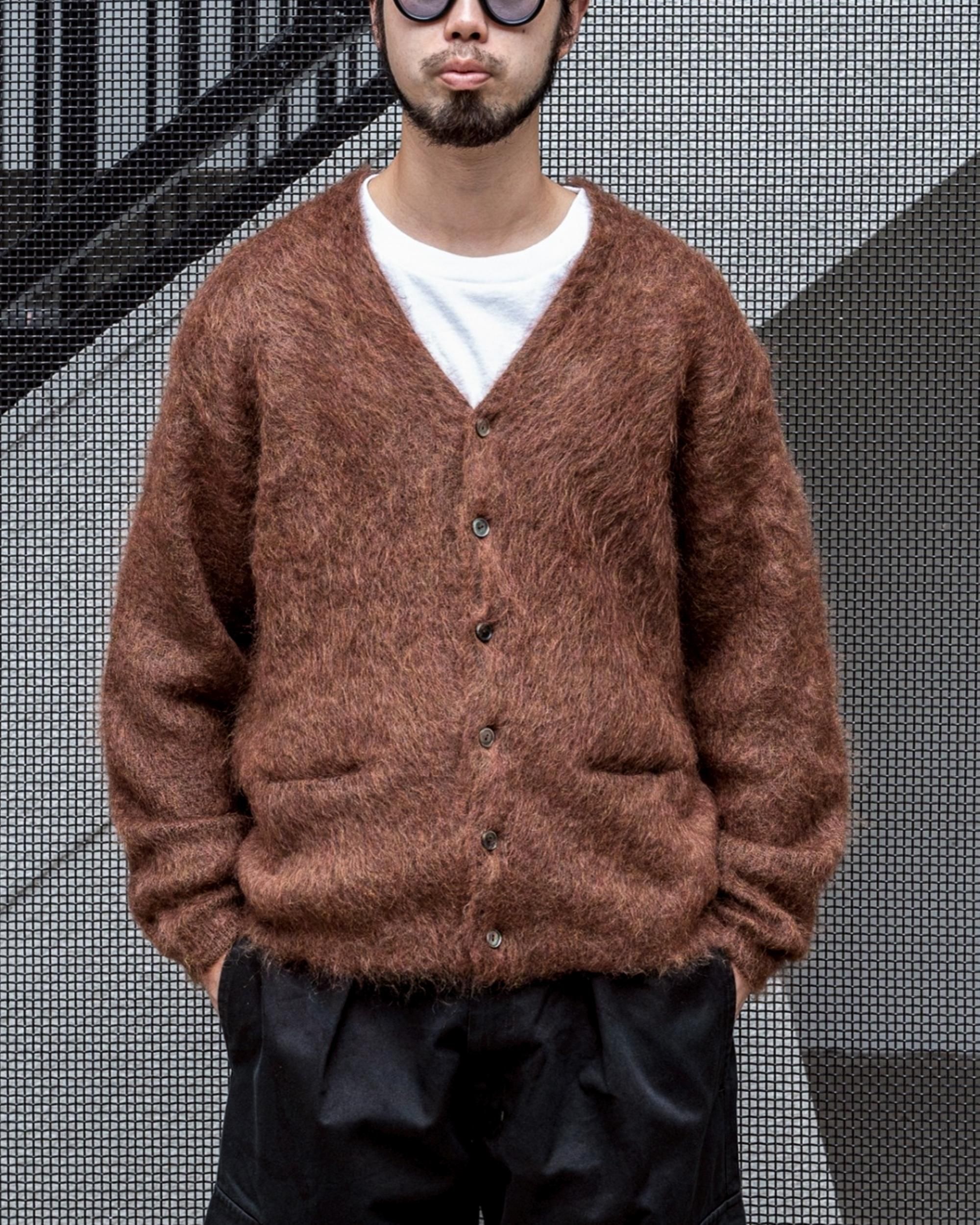 A.R.P.® Premium Classic Mohair Cardigan W/ Pocket Brown