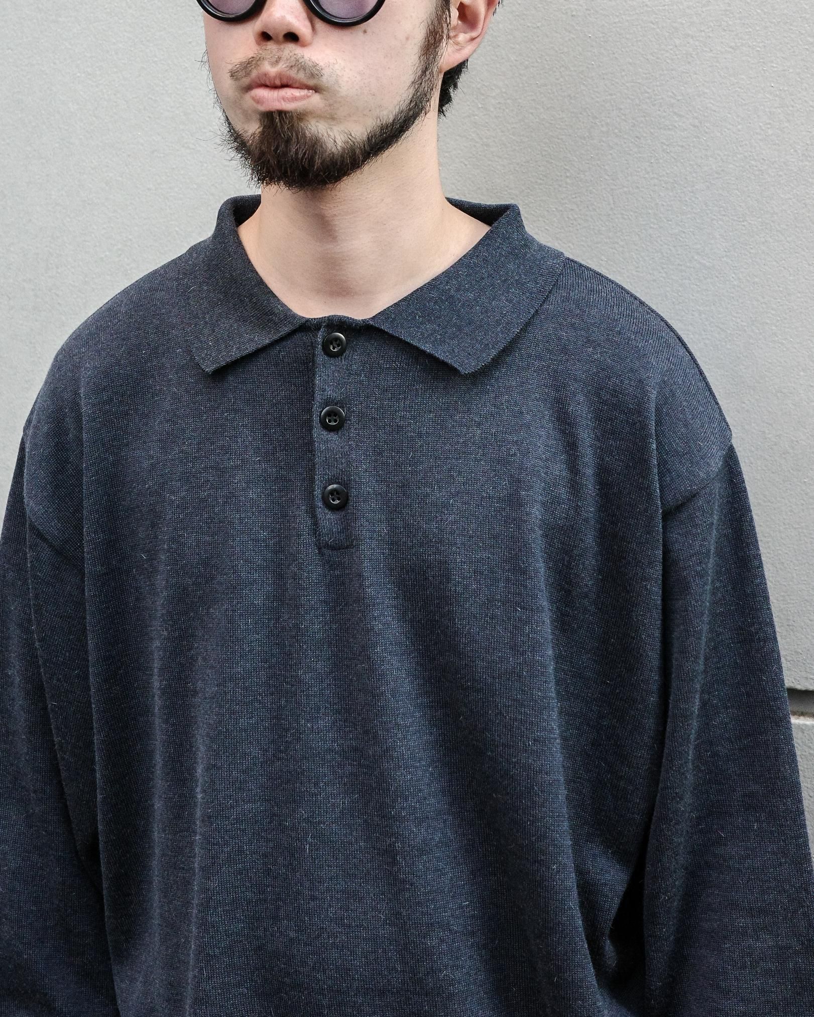 ANDER ANGORA WOOL KNIT POLO / NAVY / TEENAGER Exclusive - TEENAGER