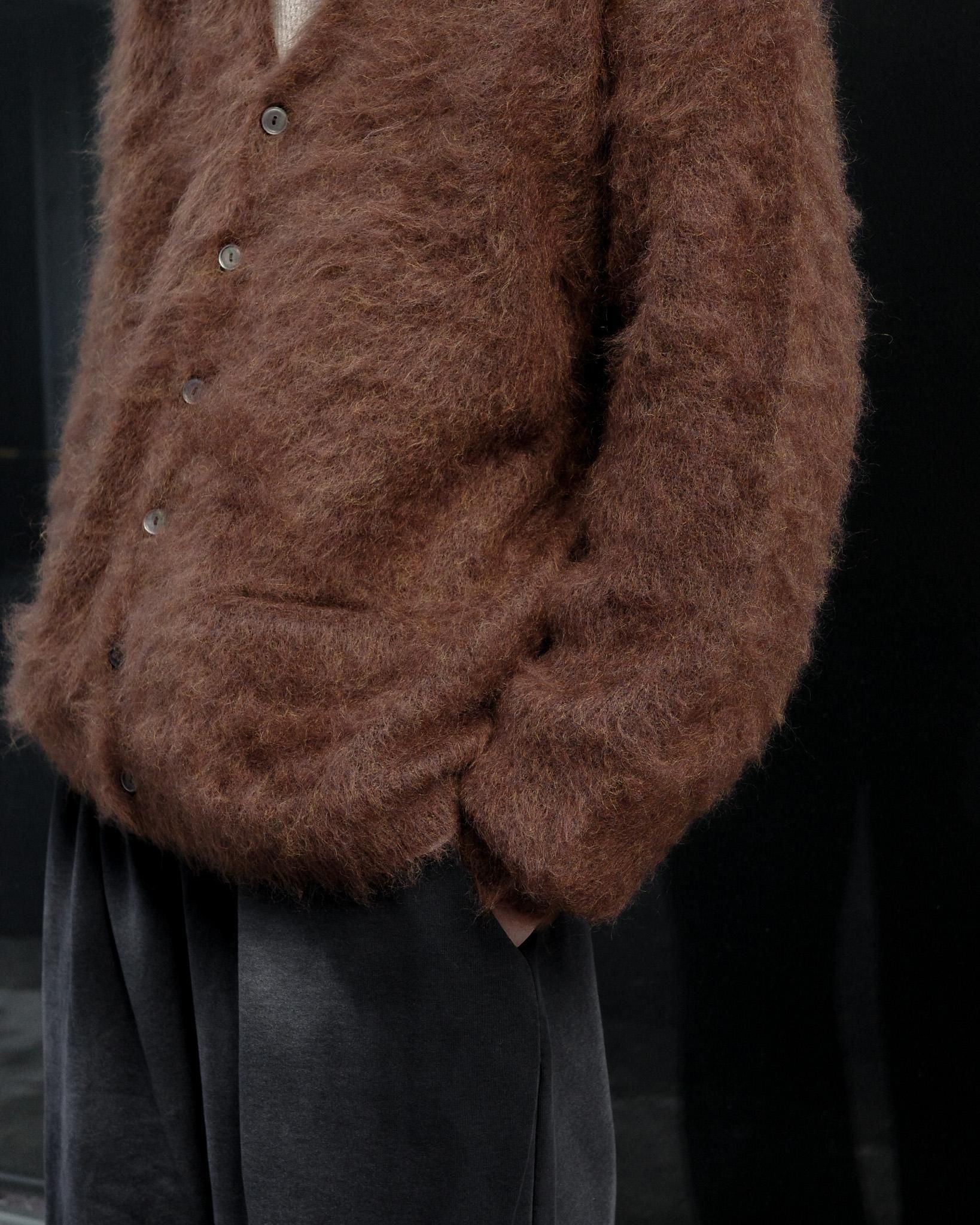 A.R.P.® Premium Classic Mohair Cardigan W/ Pocket Brown