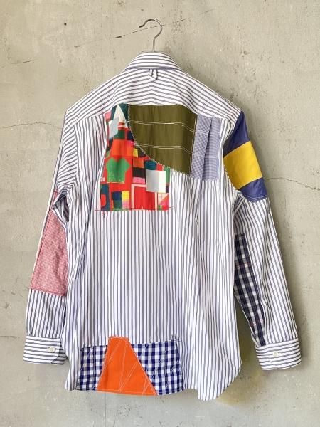 JUNYA WATANABE COMME des GARCONS MAN綿ストライプ×多素材パッチ