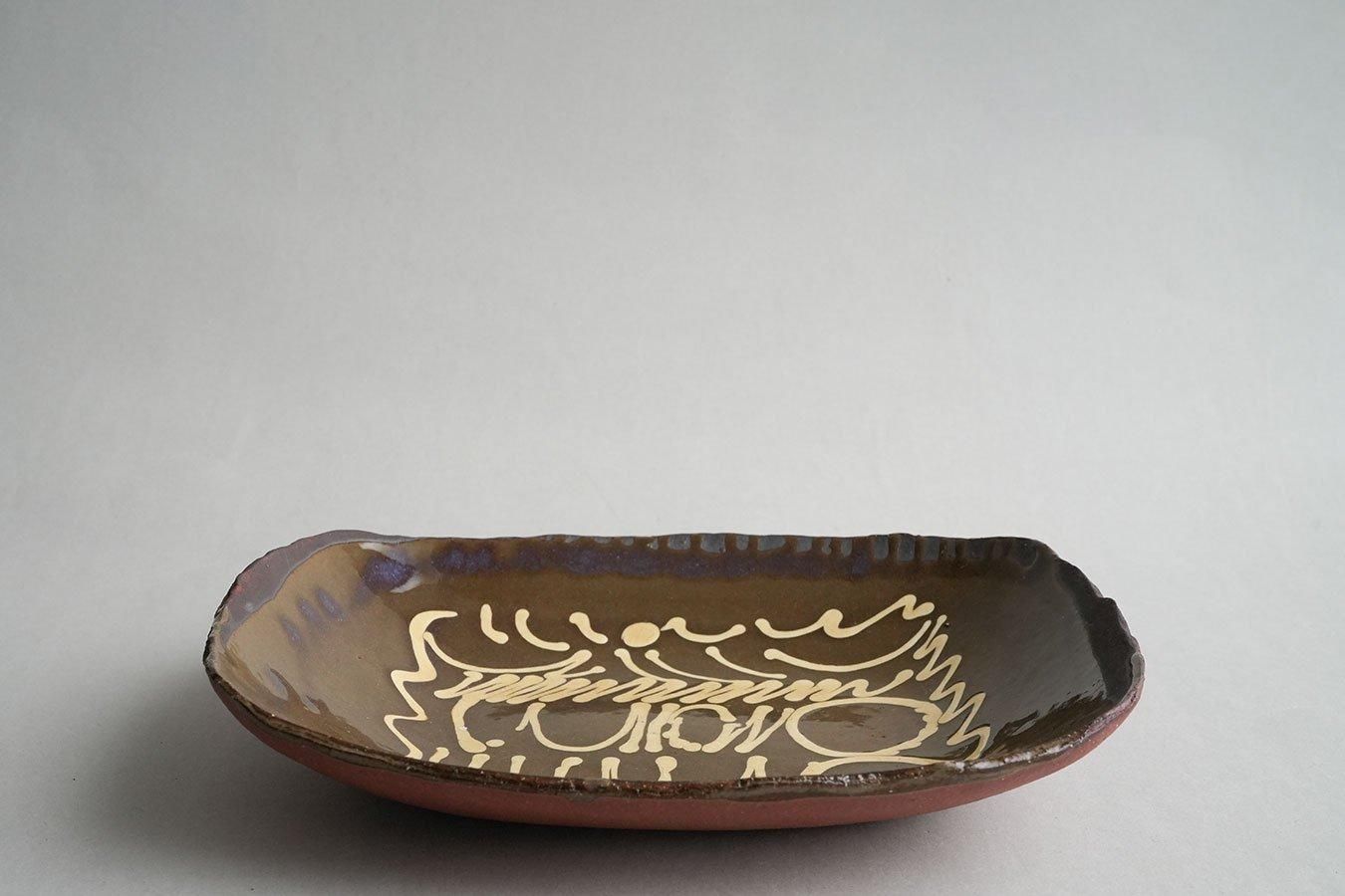 西＋山田 - 黄釉スリップ角皿 大 - THE STABLES online shop