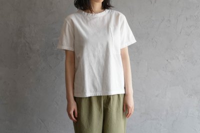 SEEP - コットンガーゼ半袖ポケットTシャツ〈シロ〉