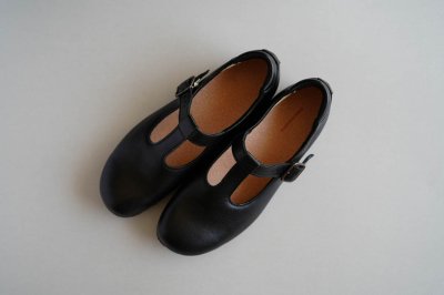 靴製造nakamura-Tストラップシューズ T02〈ヒールなし・黒〉