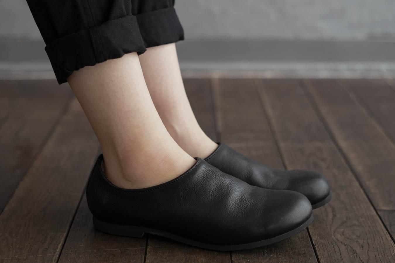 nakamura ナカムラ レザー サボ スリッポンシューズ 黒 24cm