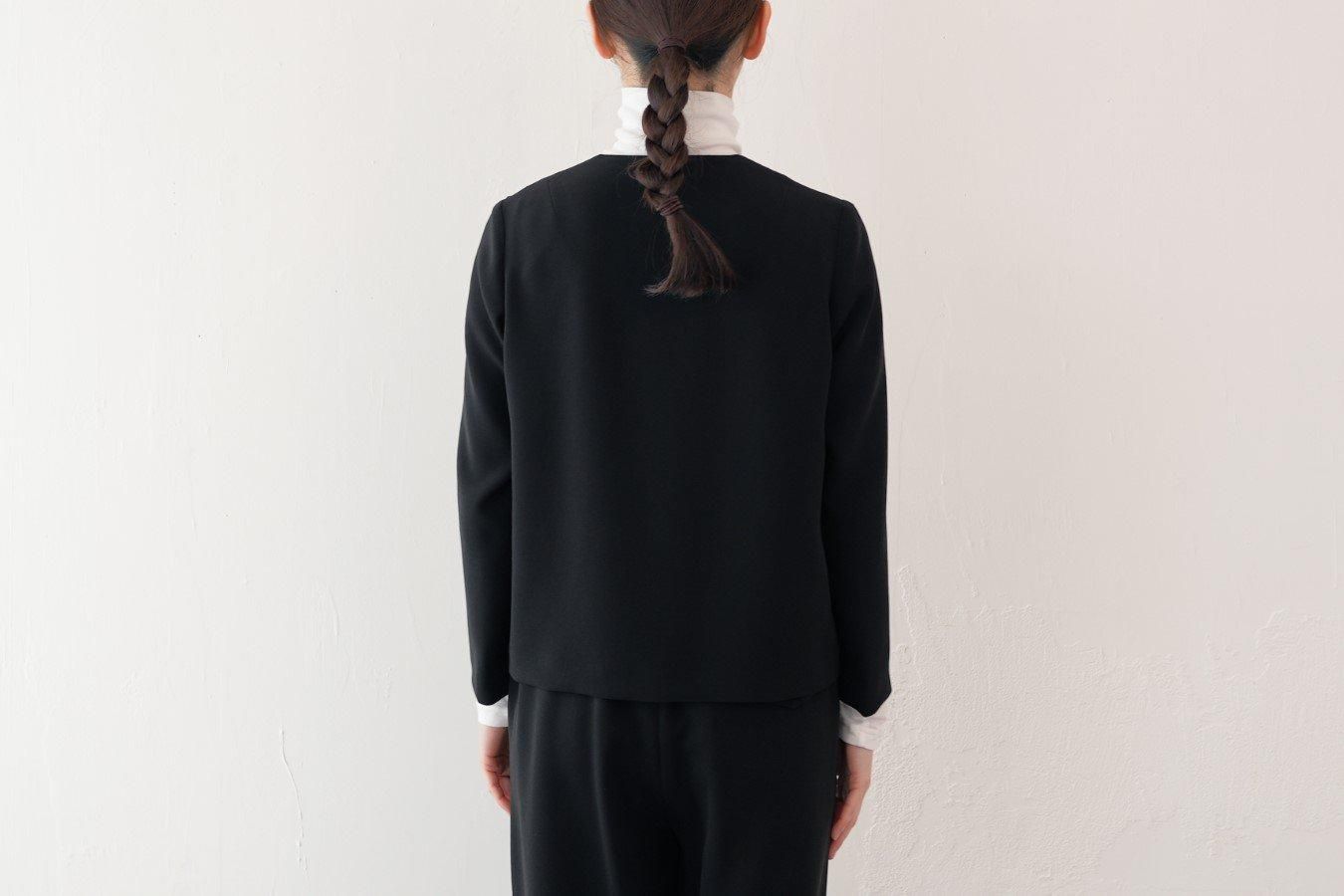 ゴーシュ ノーカラージャケット ゴーシュ | ストレッチブラックノーカラージャケット Black