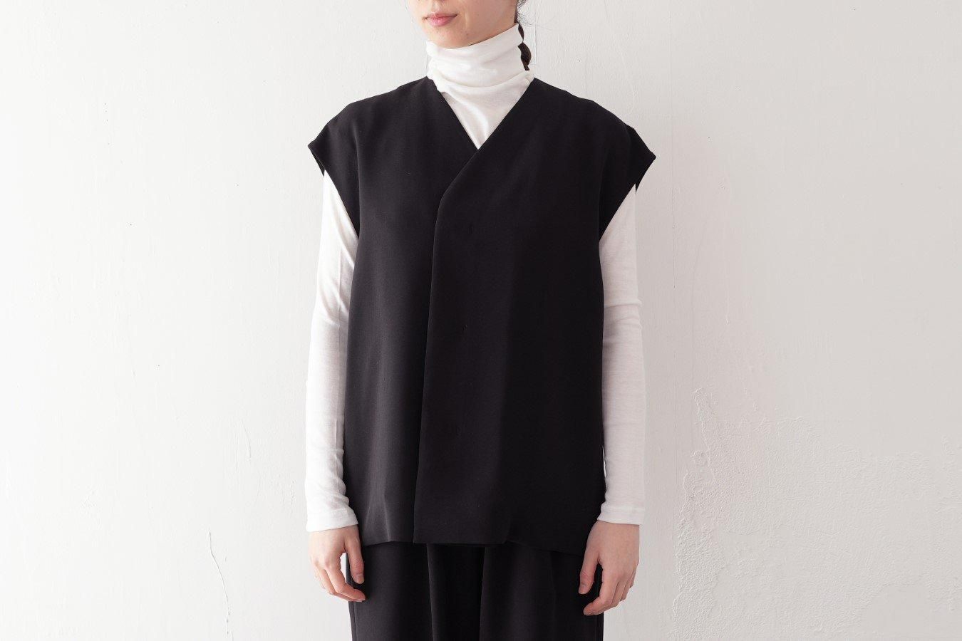 Kaval ｜カバル｜リネン ブラック ベスト ポリツイル バックファスナーベスト