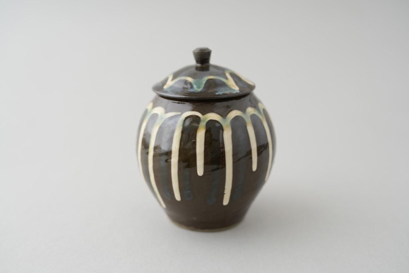 小鹿田焼 / 黒木昌伸窯 - 5合壺〈黒白緑・流し掛け〉 - THE STABLES