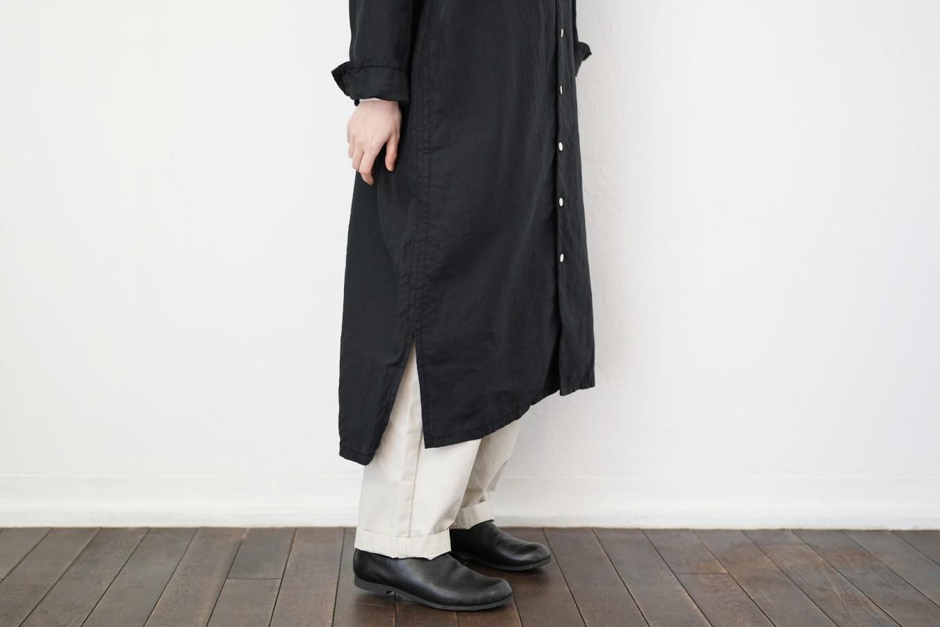 homspun - リネンバイオ長袖ワンピース〈ブラック〉30%off30030→30030