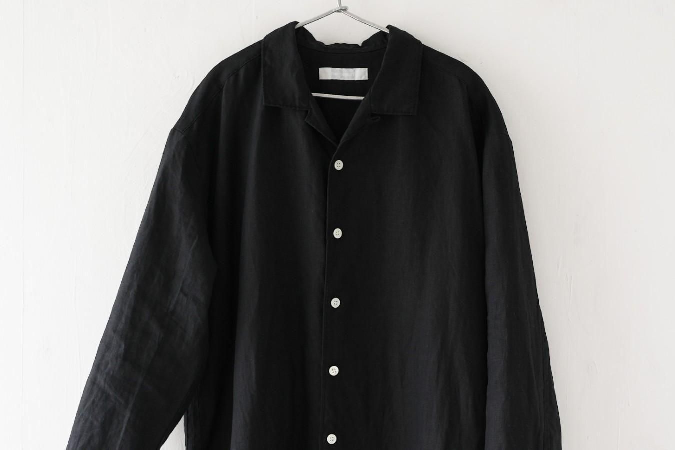 homspun - リネンバイオ長袖ワンピース〈ブラック〉30%off42900→30030