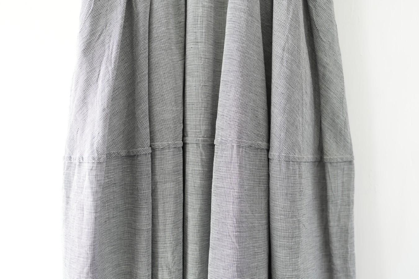 ゴーシュ -コットンリネンガーゼ切替ギャザースカート〈千鳥柄〉 - THE