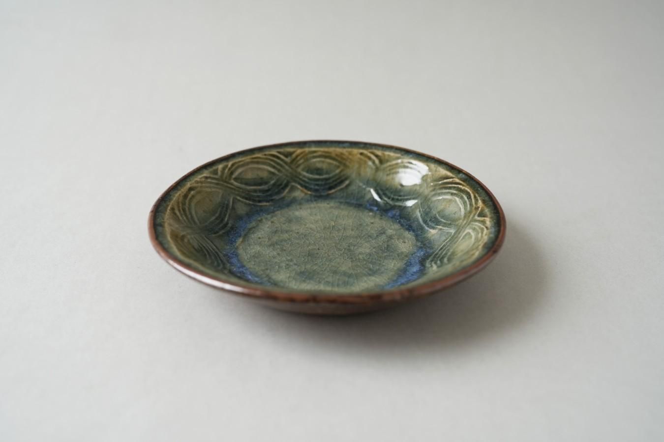 森山窯　七寸皿　7寸皿　押文　押紋　深皿 森山窯 七寸皿 7寸皿 押文 押紋 深皿