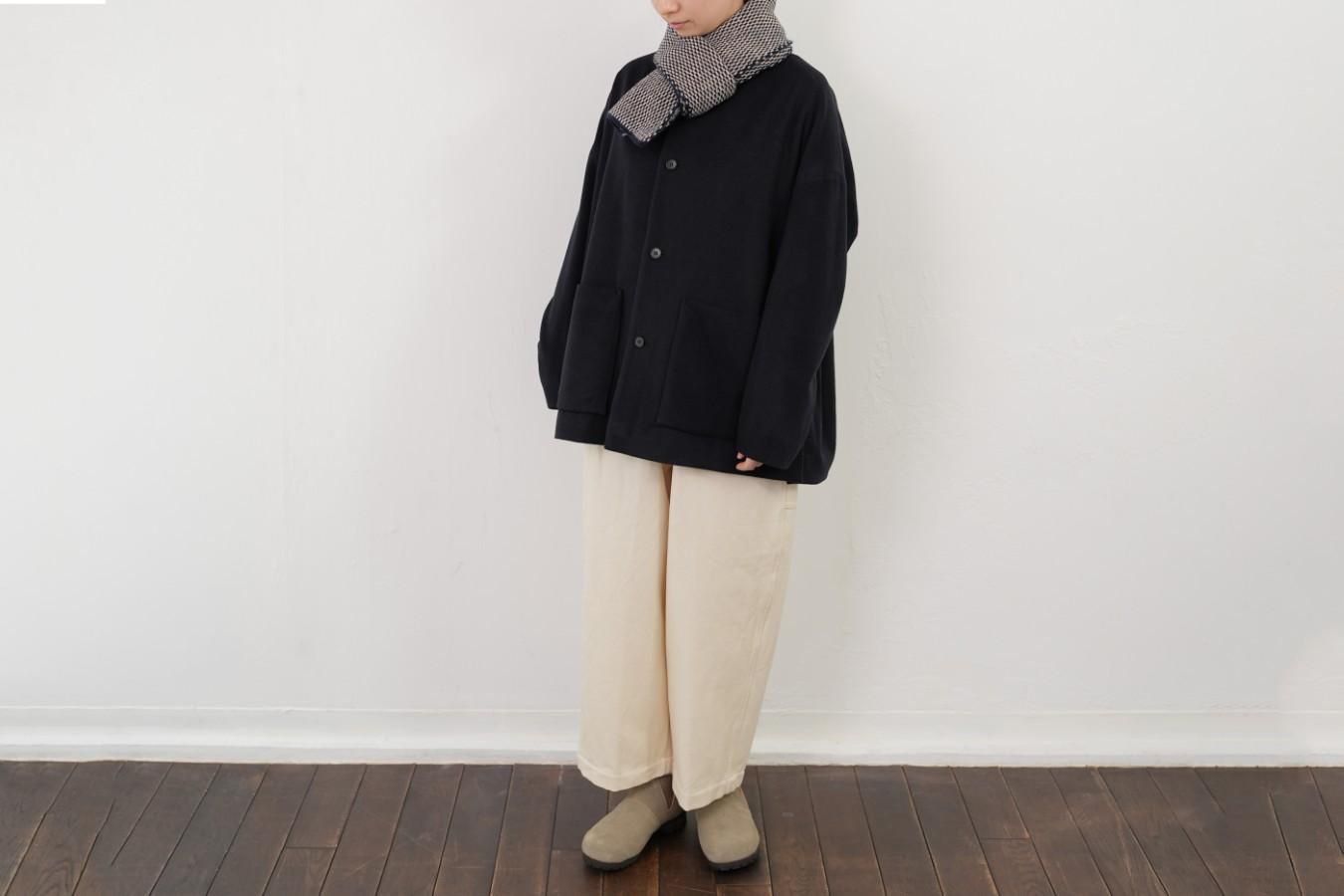 yourwear ウールジャカードマフラー ネイビー yourwear - ウールジャカードマフラー 〈ネイビー〉 - THE