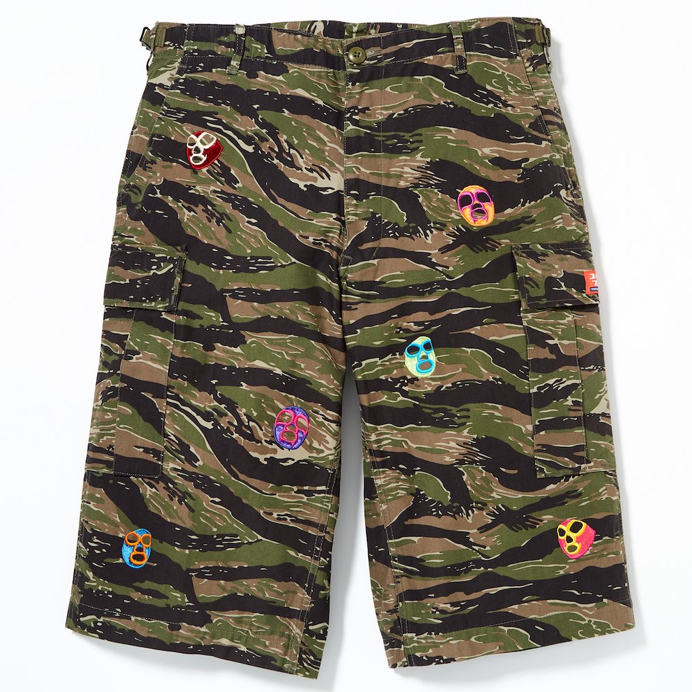 Wrestling Mask Embroidery Camo Pants