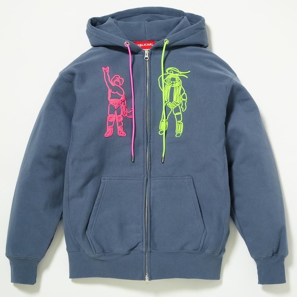 CHOUZYU Cord Embroidery Zip up Hoodie