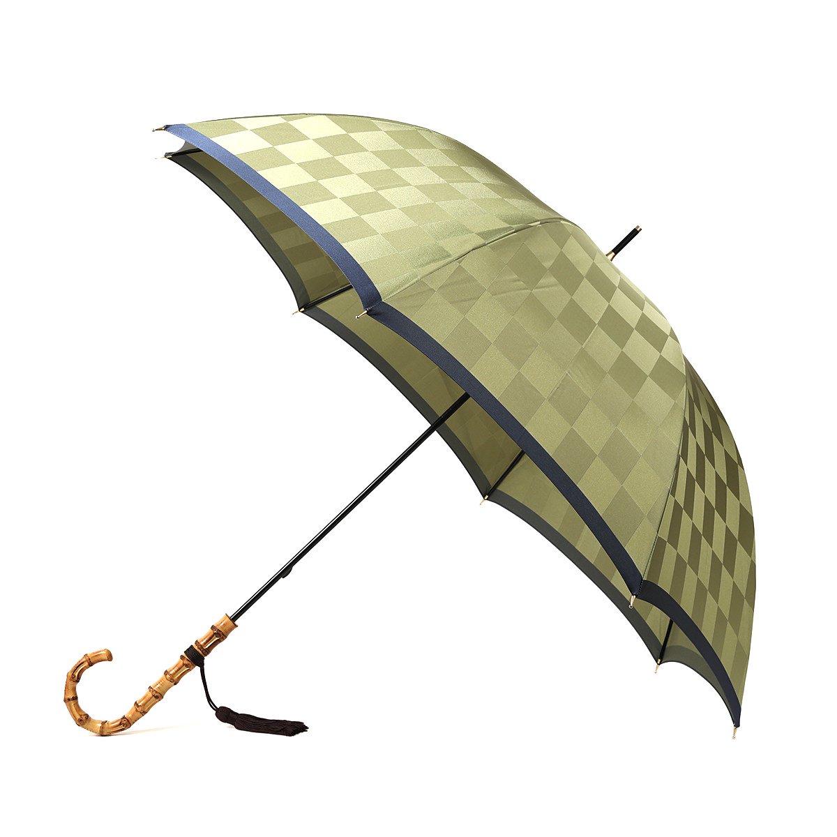 レディース 市松柄 細巻 長傘